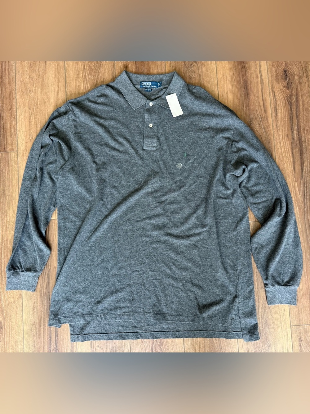 Vintage NWT Polo Ralph Lauren Shirt Men's 2XLT TALL Gray Polo Green Pony Rugby